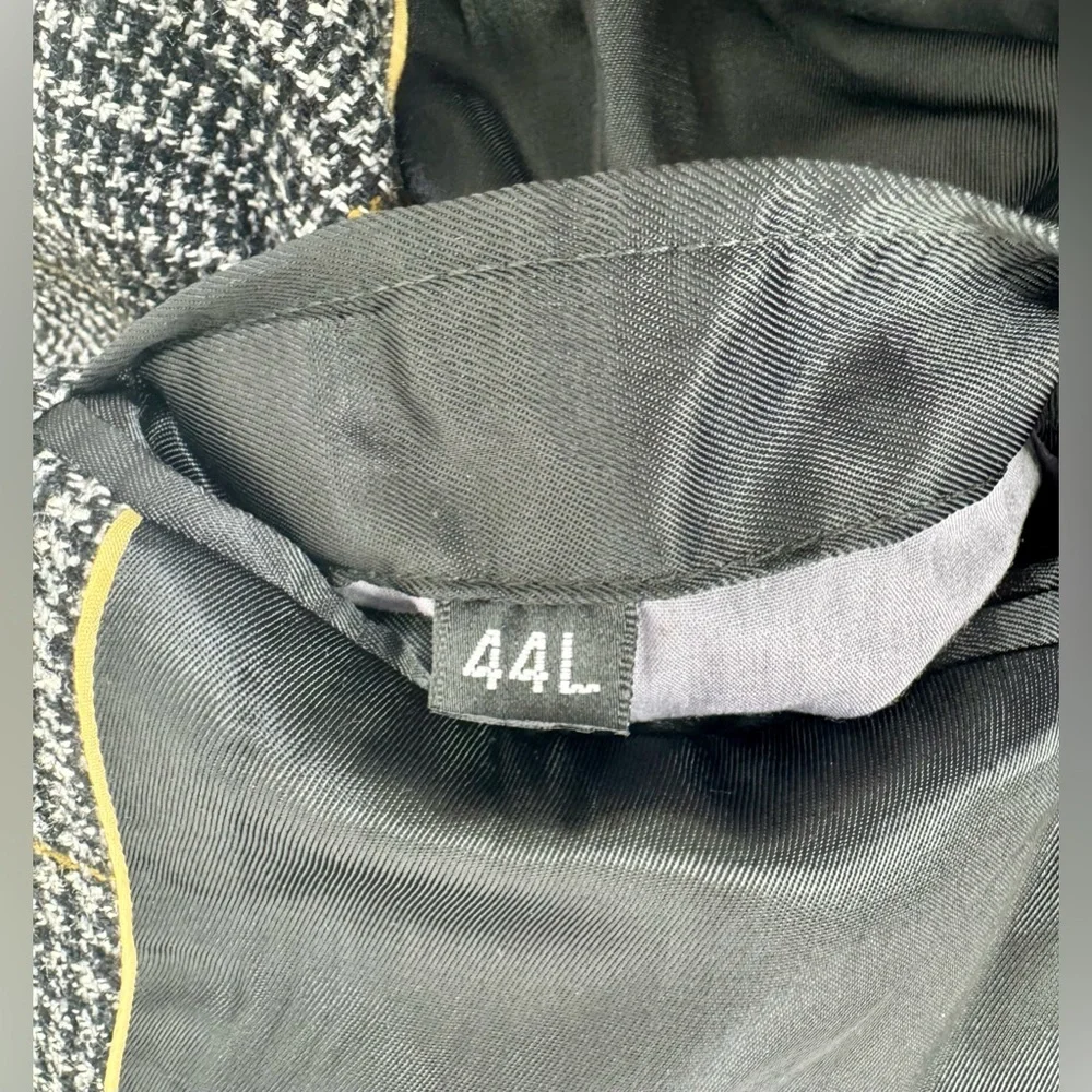 Haggar Mens Sport Coat Two Button Gray Nailshead Glen Checked Silk 44L